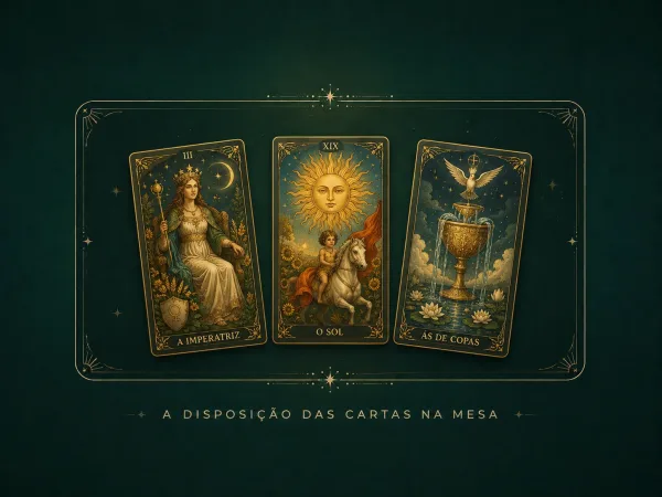 Ilustração da disposição da abertura de três cartas do Taharqa